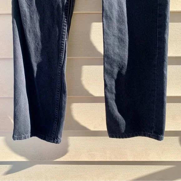 ZARA black high rise denim relaxed fit straight leg jeans EUC size‎ 0 - Picture 11 of 11